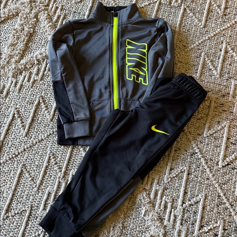 Nike Black and Gray Tracksuit with Neon Highlights